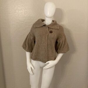 Free People 670 Chunky Bubble Sleeve Knit Oatmeal Cardigan Small